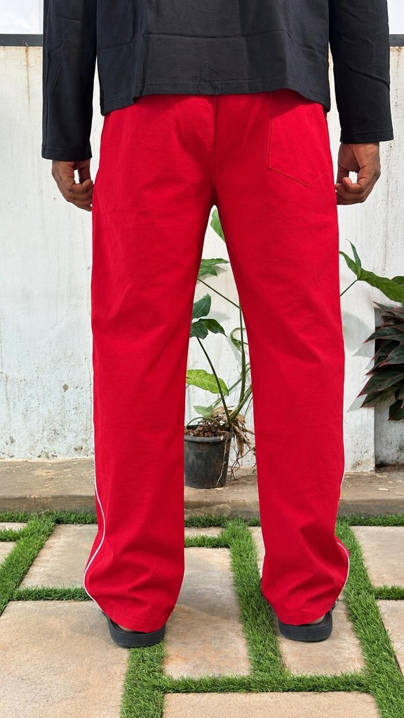 single stripped side line trackpant red