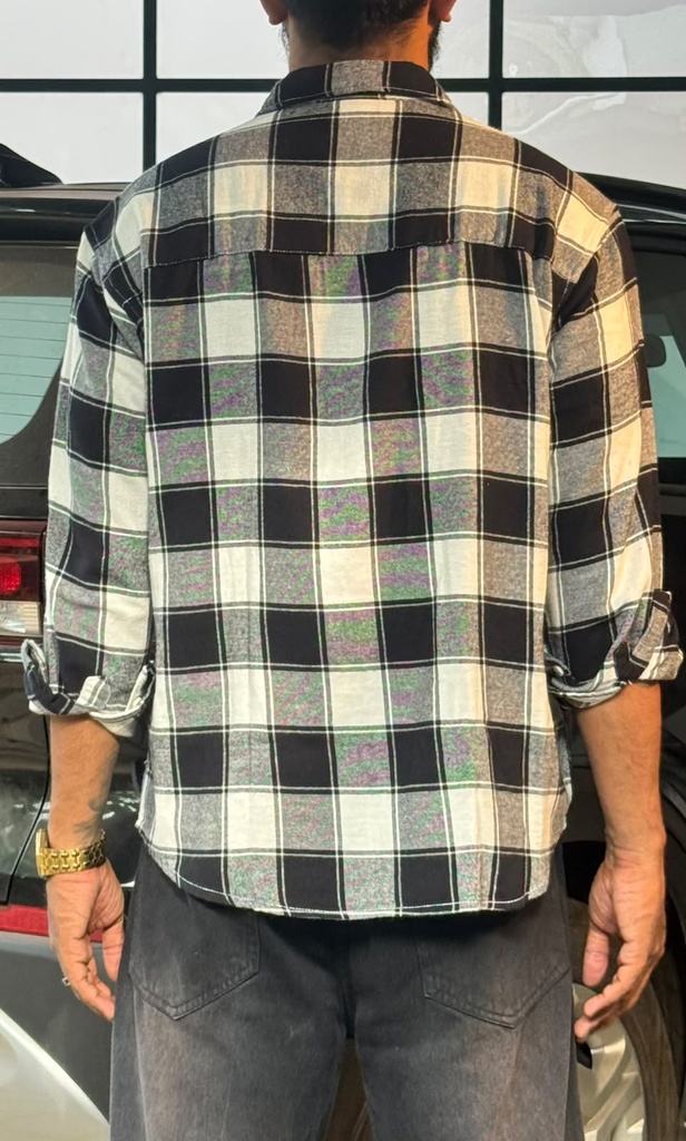 chrome patch Flannel boxy Shirt