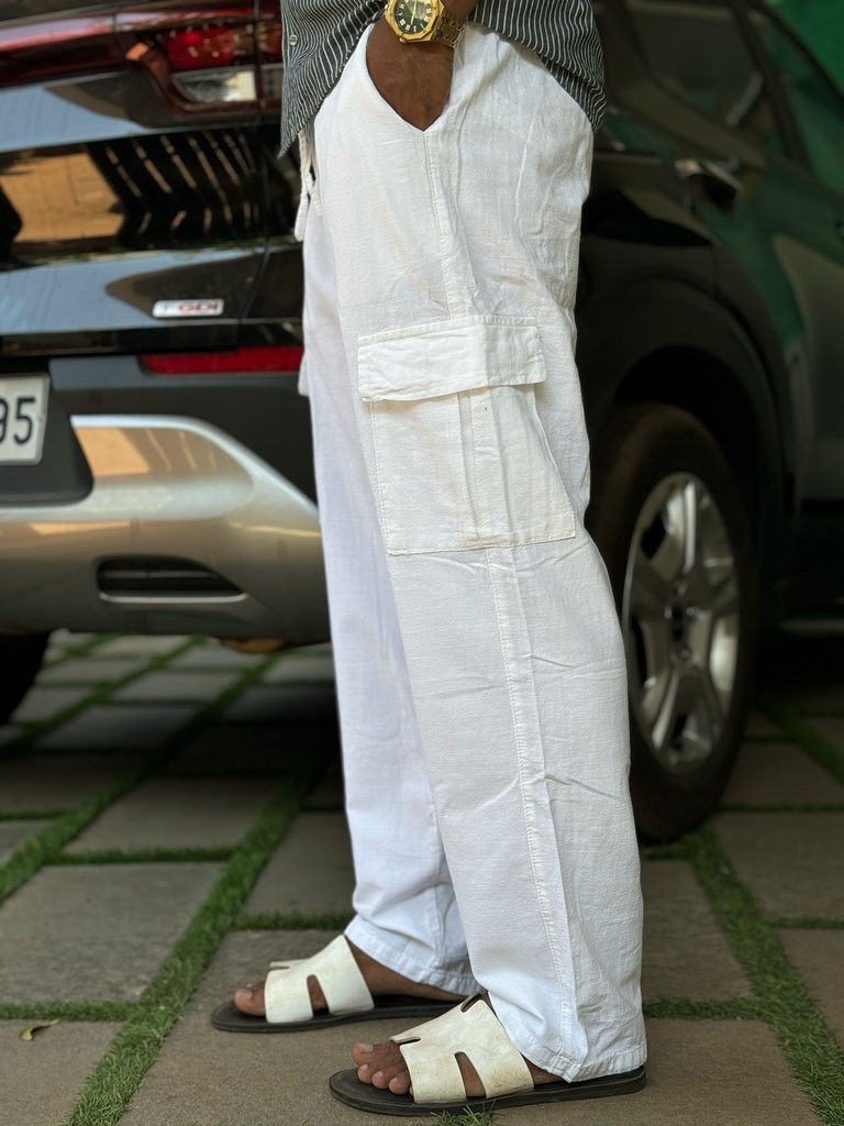 Linen type pants white