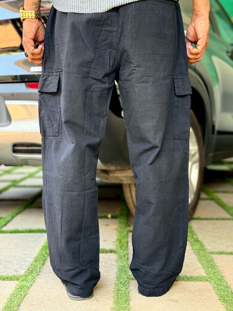 Linen type pants Black