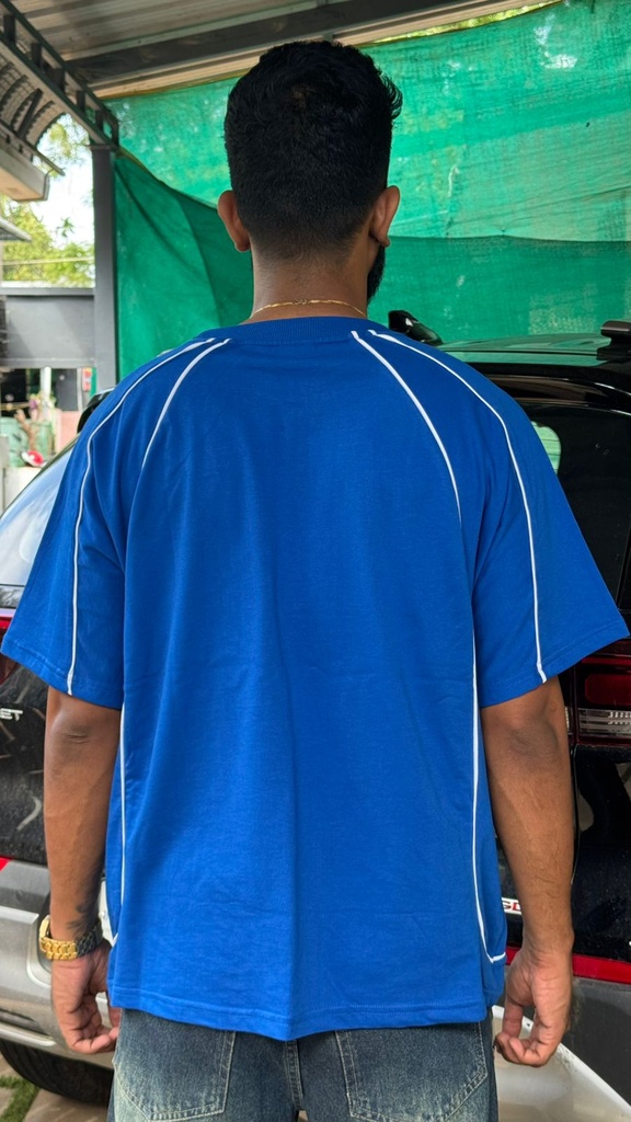 230GSM puff oversized piping tshirt - Blue