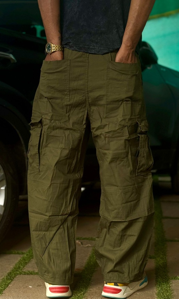 Cotton cargo pocket pants Green