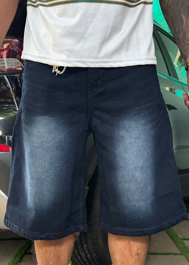 Black Embroidery Jorts