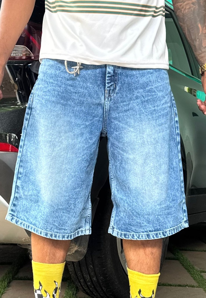 Light Blue Embroidery Jorts
