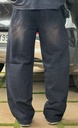Dark BLACK n Brown line whisker Baggy Rustwash  Jeans