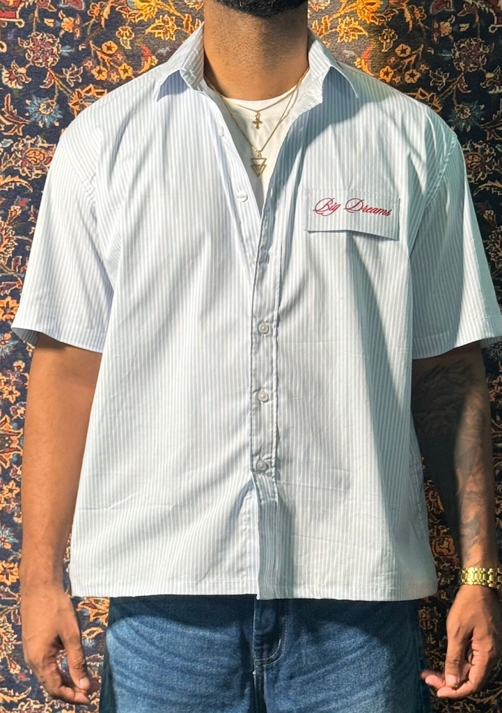 Blue Boxy Striped Shirt