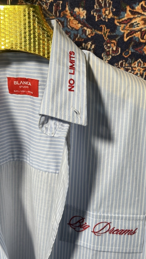 Blue Boxy Striped Shirt