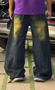 13in wideleg  whisker baggy jeans Black n yellow