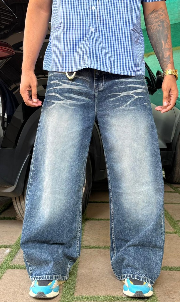 12inch grey faded baggy wide leg