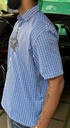 Embroidery Blue check shirts - boxy fit (polyester)