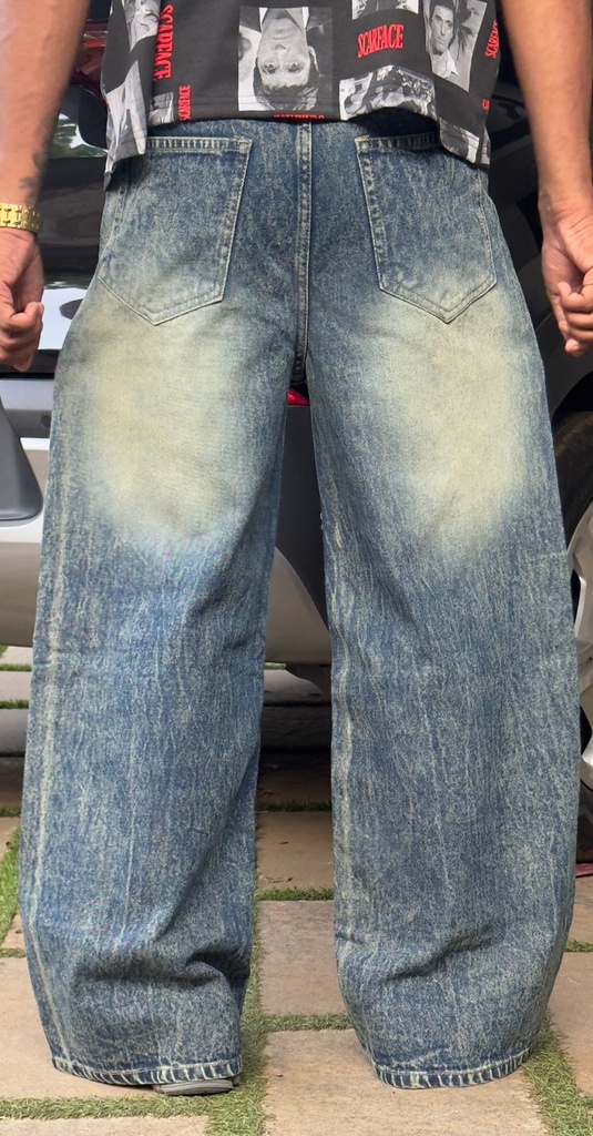 Super Baggy grey faded blue Jeans