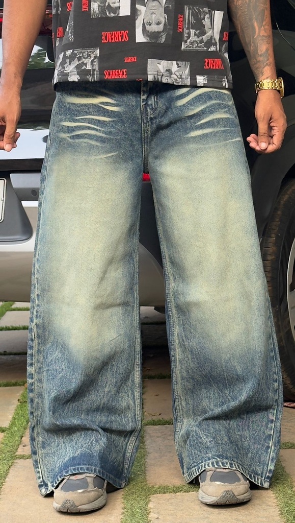Super Baggy grey faded blue Jeans