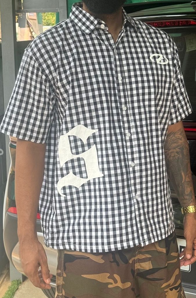 Printed Black Check boxy Shirt