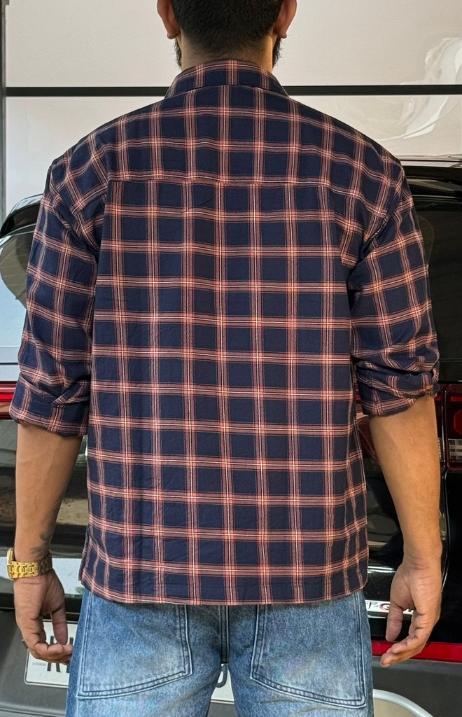 Dark Blue brown check shirt