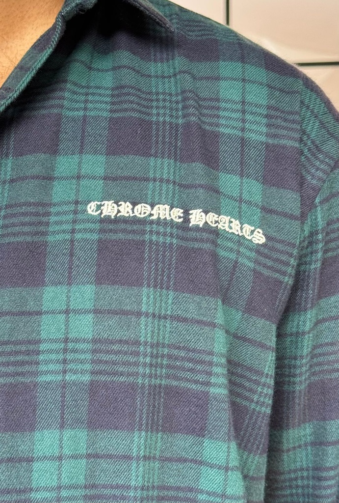 Dark Green Dark Blue Flannel boxy Shirt