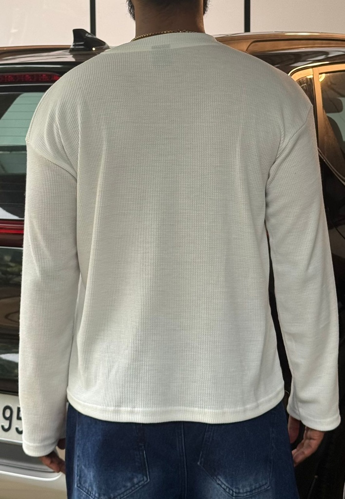 Textured White oversized Henley