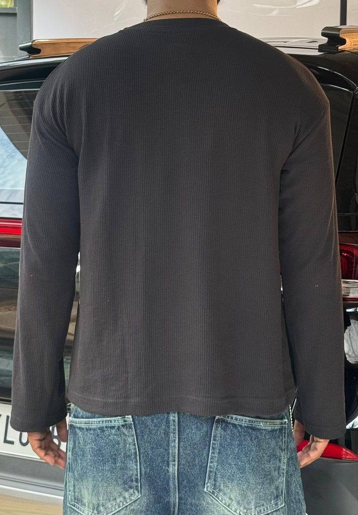 Waffle knit  Black Henley