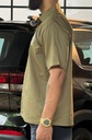 Chrome embroidery Olive green boxy shirt