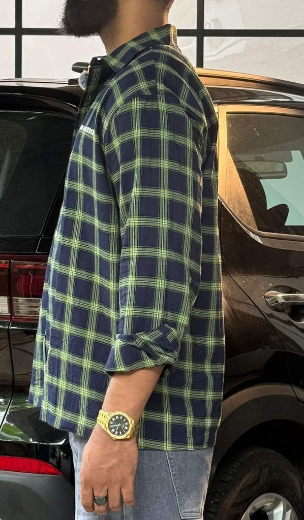 Dark Blue Green Big checks fullsleeve boxy Shirt