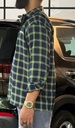 Dark Blue Green Big checks fullsleeve boxy Shirt