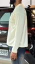 polyester Cream waffle knit Henley