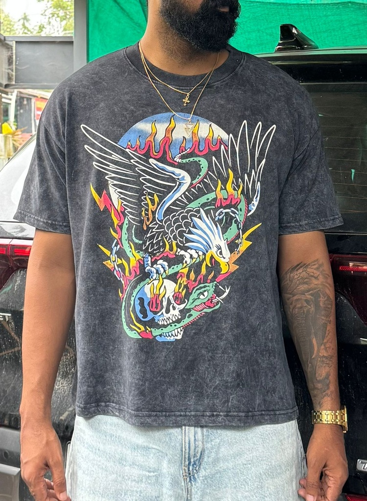 OYAK Vintage Eagle print Boxyfit cropped tshirt