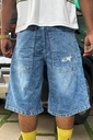 Light Blue Embroidery Jorts