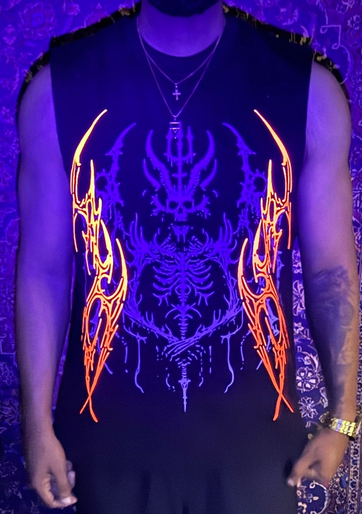 Cybergilism Skull UV glow Sleeveless