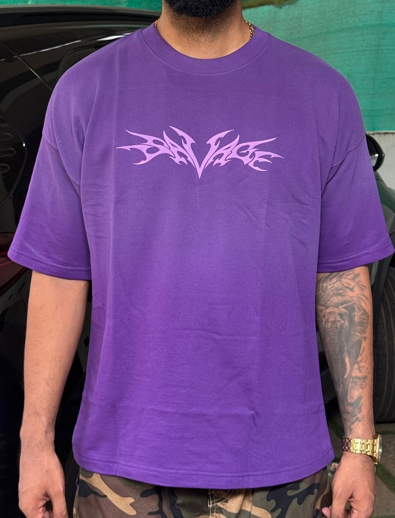 SAVAGE purpule sunfaded tshirt- High GSM loopknit