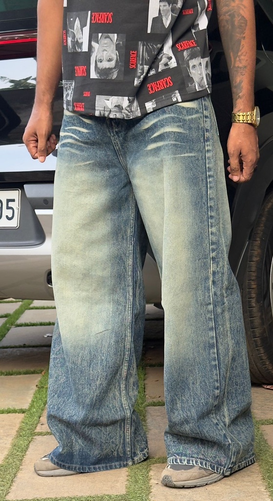 Super Baggy grey faded blue Jeans