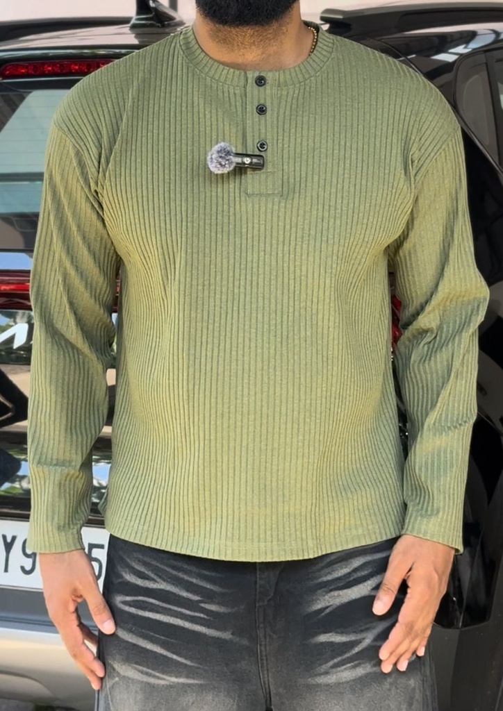 Textured Olive green Henley