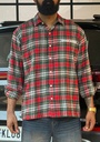 Red grey green fullsleeve Flannel boxy Shirt