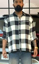 Black and white fullsleeve Flannel boxy Shirt