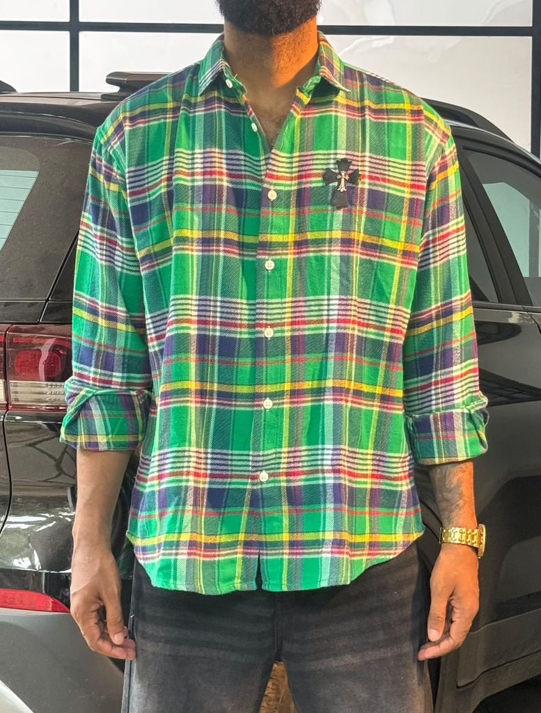 Ralf Green Flannel boxy Shirt - cross patch