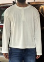 Textured White oversized Henley