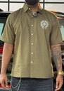 Chrome embroidery Olive green boxy shirt