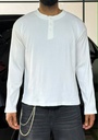 Line Textured White Henley- image needs to be updated