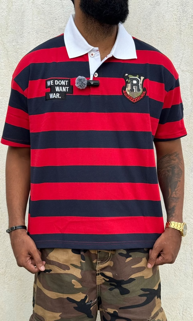 Stripped Collar Tshirt Red
