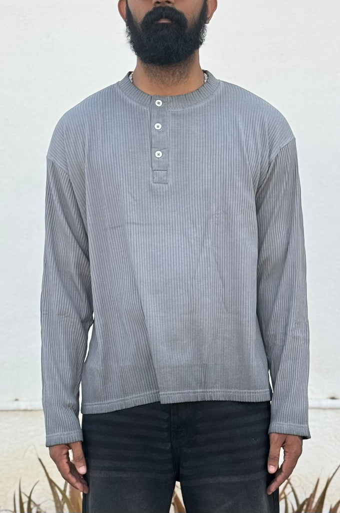 grey Line Textured Henley