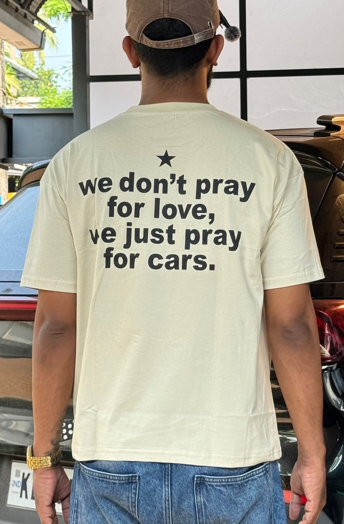 Front & back print cream halfsleeve tshirt