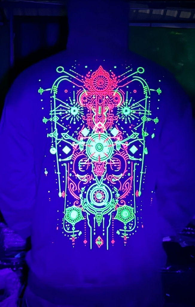 Psychedelic Hoodie AI Design. UV glow