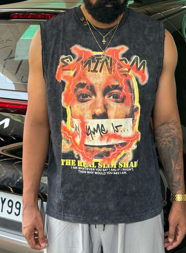 Eminem Sleeveless black vintage washed