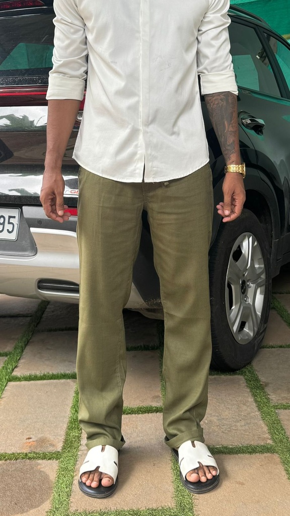 Green Linen Type Pant