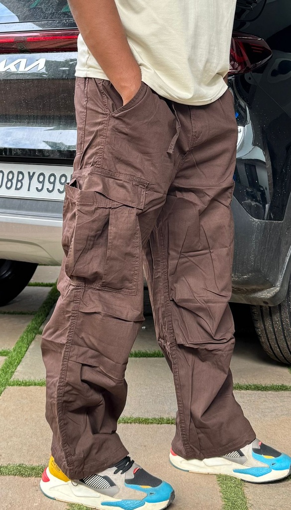 Cotton cargo pocket pants Dark Brown