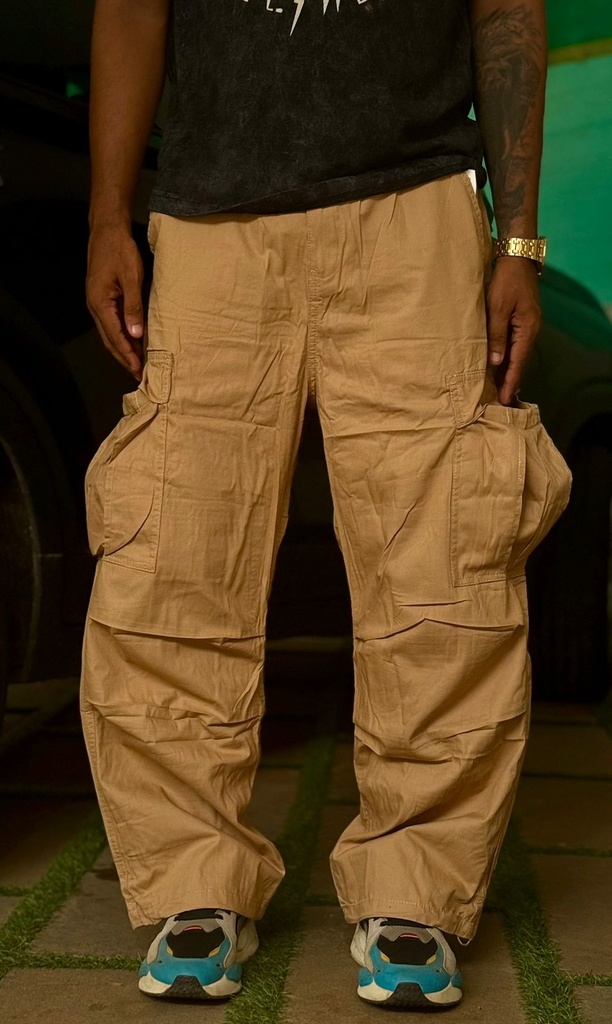 Cotton cargo pocket pants Light Brown