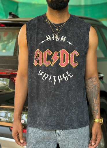 BLACK Sleeveless - HIGH VOLT Vintage Look- patch