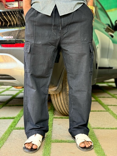 Linen type pants Black