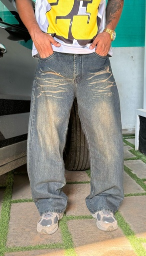 Dark blue  BROWN FADED baggy vintage Jeans