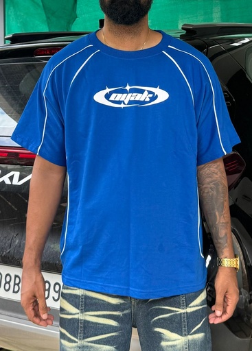 230GSM puff oversized piping tshirt - Blue