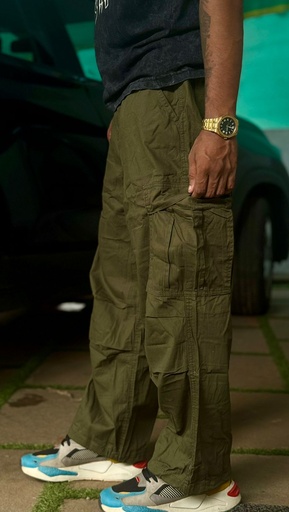 Cotton cargo pocket pants Green